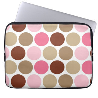 Fun bruine en roze pooldots beschermhoes voor lapt laptop sleeve