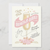 Fun Brunch et Bubbly nuptiale douche Invitation (Devant)