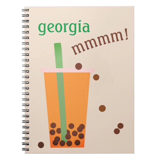 Fun Bubble Tea/Boba Tea Personnalisé Nom Carnet (Devant)