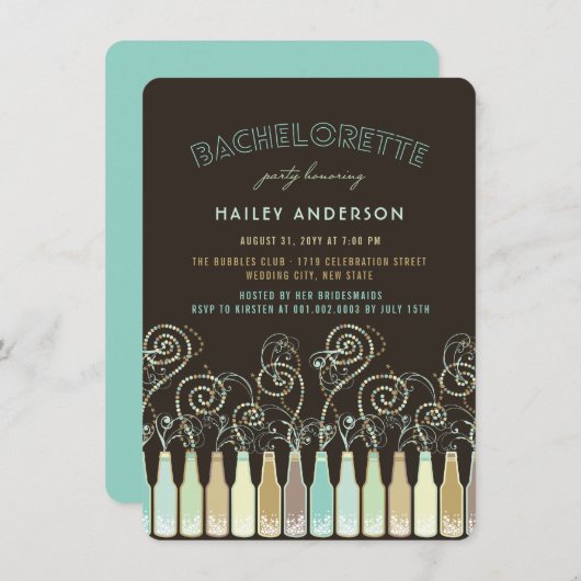 Fun Bubbly Fêtes Invitation de la fête de bachelor (Devant / Derrière)