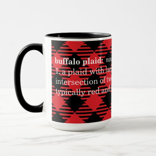 Fun "Buffalo Plaid" Mug de café - rouge et noir (Gauche)