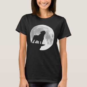 Fun Bulldog Howling Volle Maan Halloween T-shirt