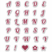 Fun Burgundy Alphabet Initiaal Monogram letters Sticker (Voorkant)