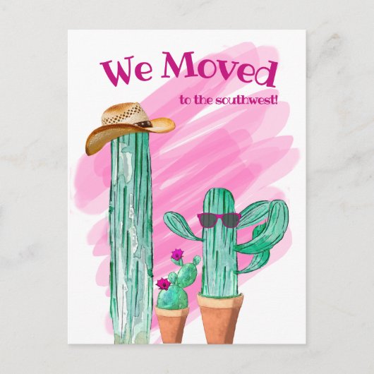Fun Cactus We Moved Southwest Announcement Briefkaart (Voorkant)