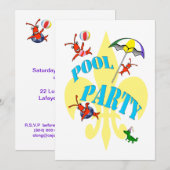 Fun Cajun Crawfish Pool Party Invitation Kaart (Voorkant / Achterkant)