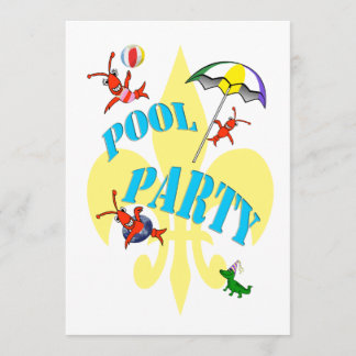 Fun Cajun Crawfish Pool Party Invitation Kaart
