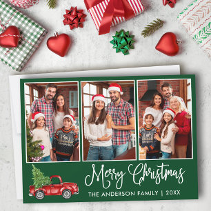 Fun Calligrafie 3 Fotografie met groen kerstrood o Feestdagenkaart