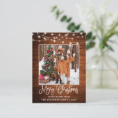 Fun Calligrafie kersthout foto Briefkaart (Staand voorkant)