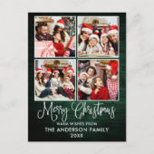 Fun Calligraphy kerst Green Wood 4 Foto Briefkaart (Voorkant)