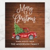 Fun Calligraphy Kersthout  Truck Wijn Etiket (Enkel label)