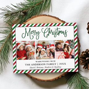 Fun Calligraphy Kerstmis 3 Foto Glitter Stripes Briefkaart