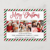 Fun Calligraphy Kerstmis Glitter Stripes 3 Foto Briefkaart (Voorkant)