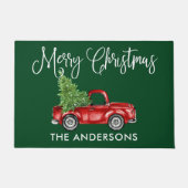 Fun Calligraphy Kerstmis  Truck Green Deurmat (Voorkant)