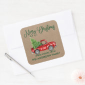 Fun Calligraphy Kerstmis  Truck Kraft Vierkante Sticker (Envelop)