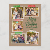 Fun Calligraphy Kraft Green Kerstmis tape Briefkaart (Voorkant)