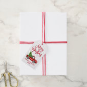 Fun Calligraphy  Red Truck Kerstmis Cadeaulabel (Met Touw)