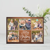 Fun Calligraphy Rustic Wood 5 Feestdagenkaart (Staand voorkant)