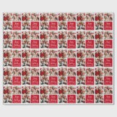 Fun Calligraphy Script Holiday 3 Photo Red Cadeaupapier (Vlak)