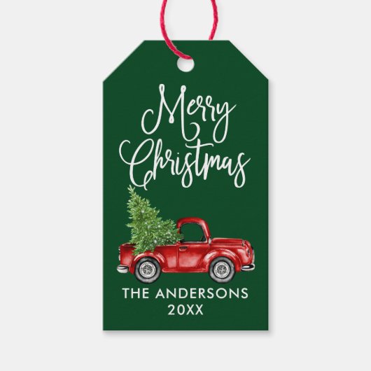 Fun Calligraphy  Truck Green Cadeaulabel (Voorkant)