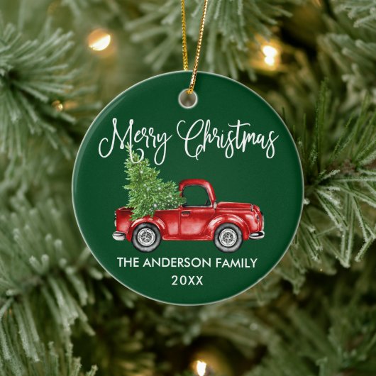 Fun Calligraphy  Truck Green Keramisch Ornament (Boom)