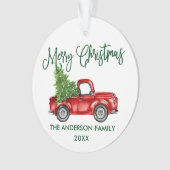 Fun Calligraphy  Truck Green Kerstmis Ornament (voorkant)
