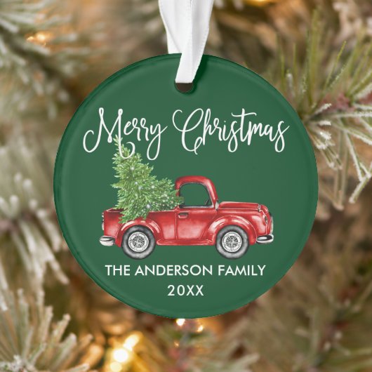 Fun Calligraphy Truck Green Ornament (Boom)