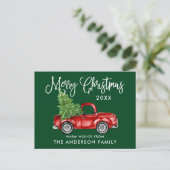 Fun Calligraphy Truck Tree Green Briefkaart (Staand voorkant)