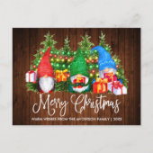 Fun Calligraphy Wood Merry Kerstgnomen Briefkaart (Voorkant)