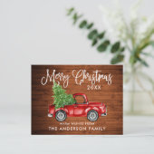 Fun Calligraphy Wood  Truck Tree Kerstmis Briefkaart (Staand voorkant)