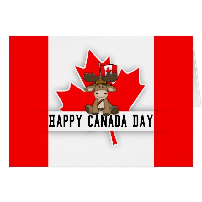 Fun Canada Day Design with Moose in Mountie Pet (Voorkant Horizontaal)