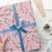 Fun Candy Cane Pattern Pink Cadeaupapier