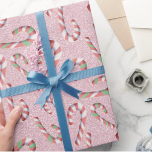 Fun Candy Cane Pattern Pink Cadeaupapier