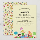 Fun Candy premier anniversaire Invitation (Devant / Derrière)
