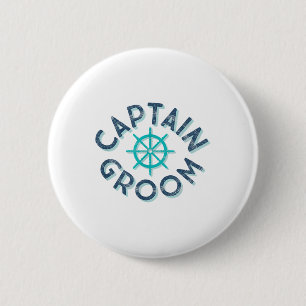 Fun Captain Groom Nautical Wedding Matching Bride Ronde Button 5,7 Cm