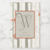 Fun Cardinals in Birch Trees Monogram W Wine Wijn Etiket (Enkel label)