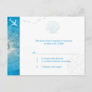 Fun Caribbean Blue Summer Weddenschap RSVP Uitnodiging Briefkaart