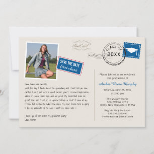 Fun Carte Postale Style Graduation Party Invitatio