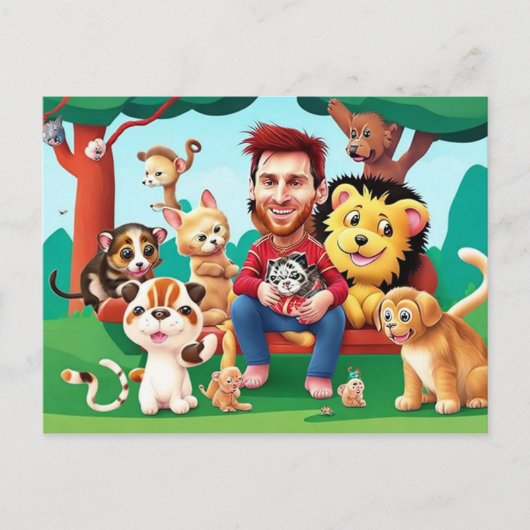 Fun cartoon afbeelding Messi Briefkaart (Voorkant)