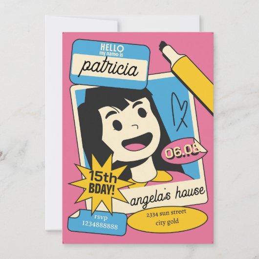 Fun Cartoon Birthday Invitation – Colorful Kids (Devant)