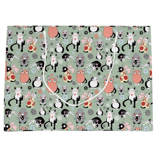 Fun Cartoon Cats Groot Cadeauzakje (Voorkant)