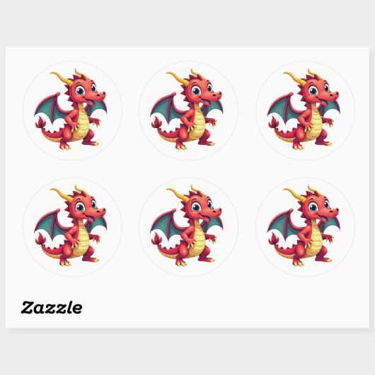 Fun Cartoon Dragon Sticker  (Feuille)