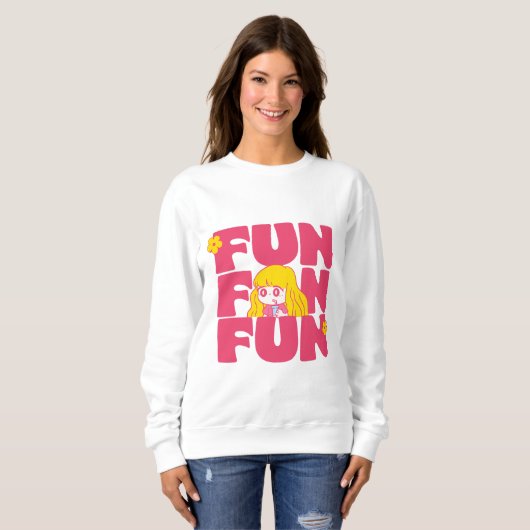 Fun Cartoon Girl Sweatshirt femme (Devant entier)