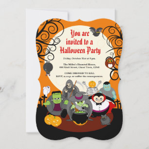 Fun cartoon Halloween monster costume party group, Kaart