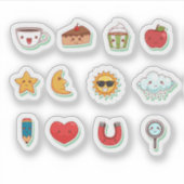 Fun cartoon kawaii sticker set (Voorkant)