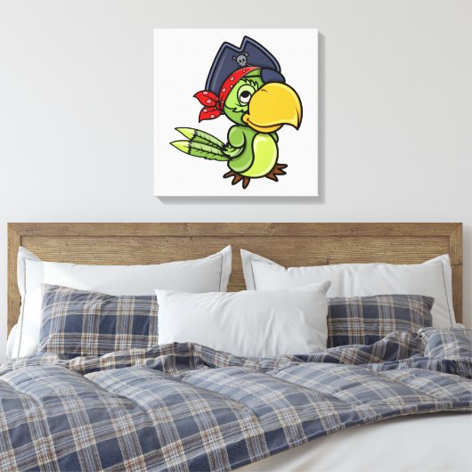 Fun Cartoon Pirate Parrot Canvas Afdruk (Insitu (Slaapkamer))