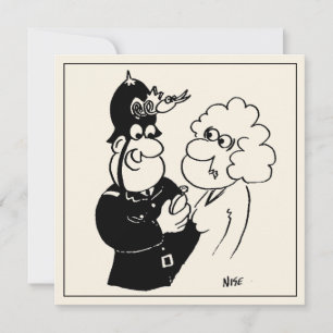 Fun Cartoon politieman met Cuckoo Clock Helmet Kaart
