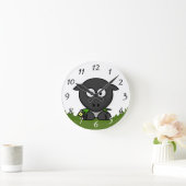 Fun Cartoon Round Sheep Ronde Klok (Huis)