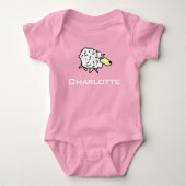 Fun Cartoon Sheep Design. Voeg Keuze van Naam toe. Romper (Voorkant)