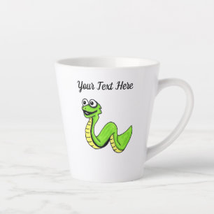 Fun Cartoon Snake Big Eyes Helder Groen Geel Latte Mok