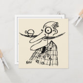 Fun Cartoon van Aristocrat met Handlebar Mustache Kaart (Voorkant / Achterkant in situ)